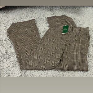 Halara Flex High Waisted Houndstooth Plaid Work Flare Pants NWT Navy Blue Large